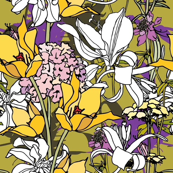 Elegance Seamless pattern with flowers tulips