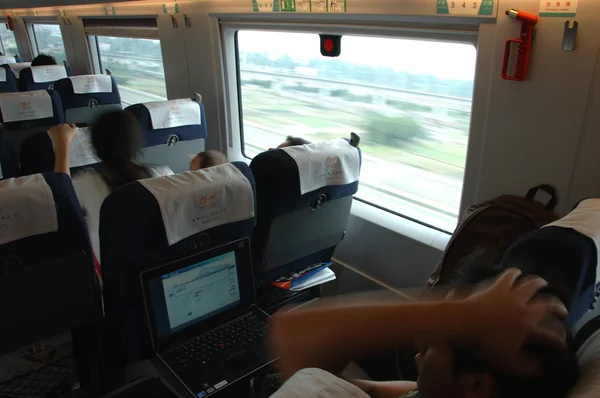 Inside fast train, China