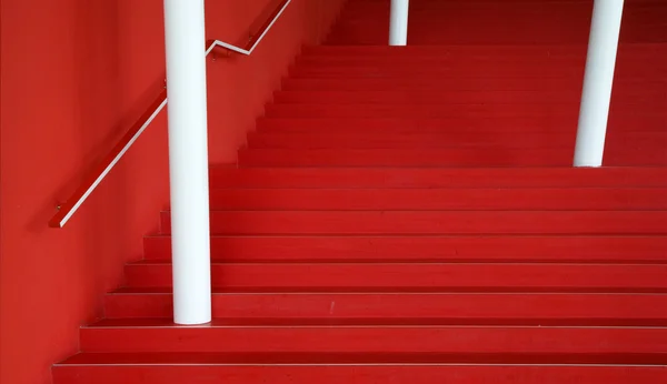 Abstract of red stairs in the Hijmans van den Bergh building, the Uithof, Utrecht university
