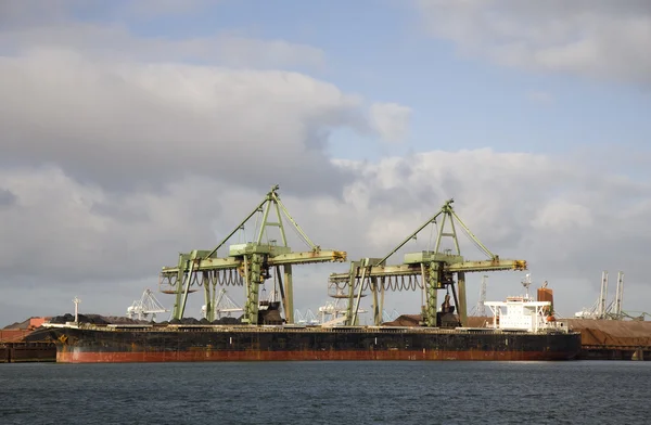 Bulk carrier unloading in the Port of Rotterdam