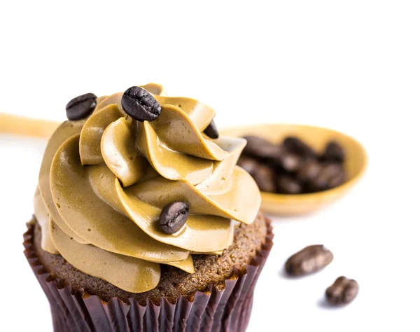 Coffee cupcakes on white background