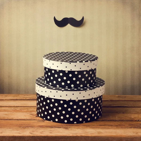 Gift polka dots boxes wirh mustache decoration