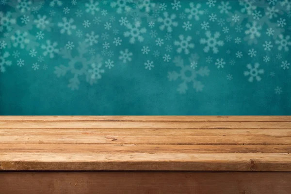 Christmas holiday background with wooden table