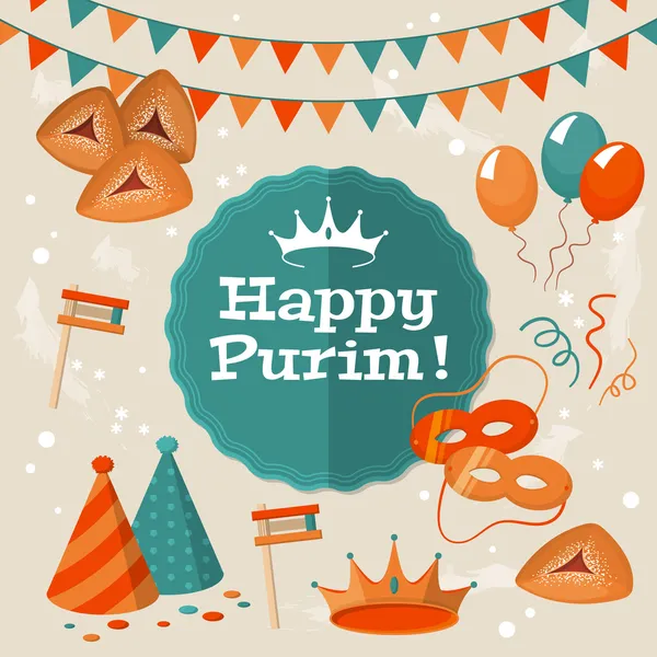 Jewish holiday Purim greeting card