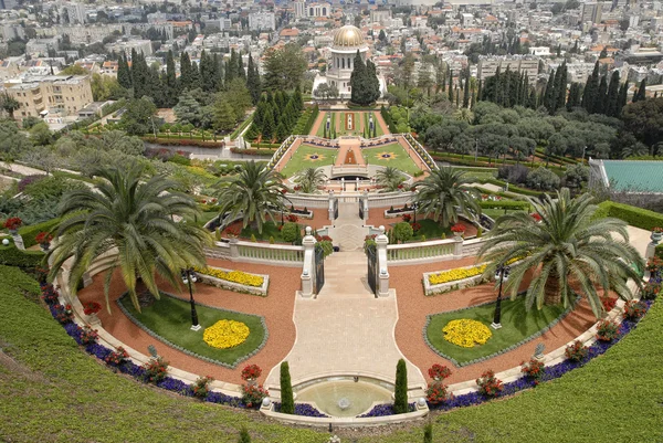 Ornamental garden of the Baha'i Temple in Haifa, Israel.