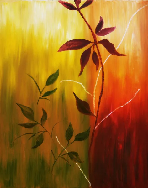 Oil painting of fall leaves
