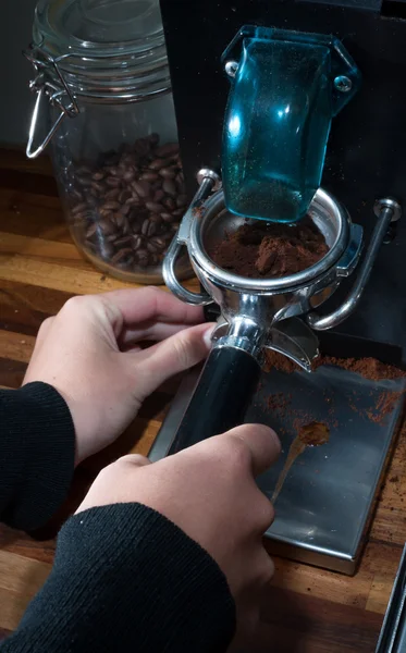 Grinding coffee beans