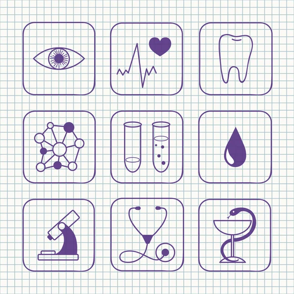 Sketches simple medical icons set