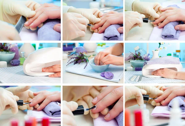 Manicure. Care of fingers of hands, cleaning, covering a varnish — Stock Photo #25213513