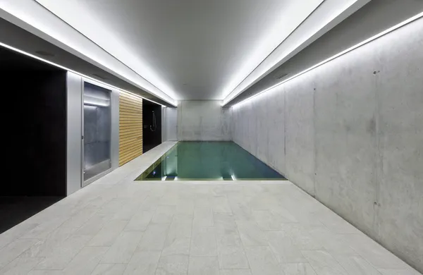 Modern house with swimming pool, interior
