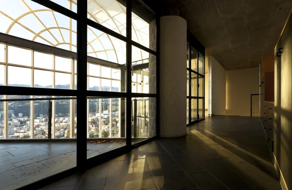 Modern empty villa, large window