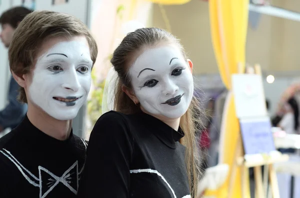 Couple of mime happy and smiling