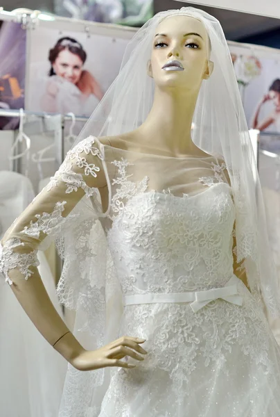 Mannequin in white wedding dress