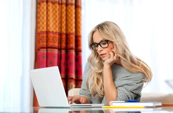 Attractive adult woman with laptop