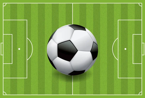 Realistic Football Soccer Ball on Textured Field — Stock Vector #30695007