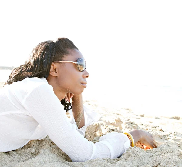 Black woman on beach
