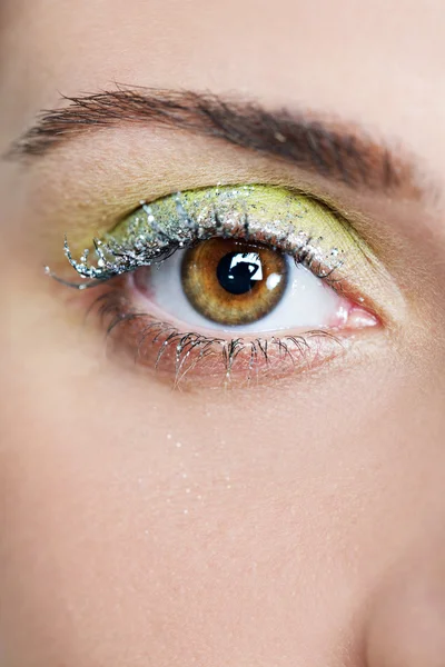Woman wearing colorful eyeshadow