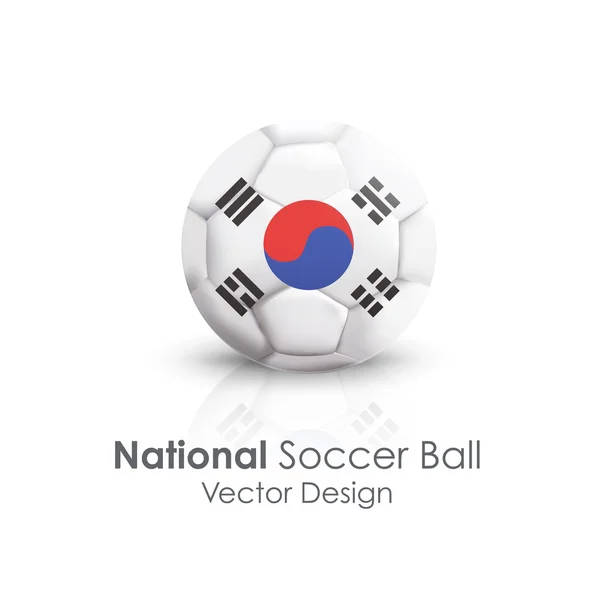 Soccer ball of South Korea over white background