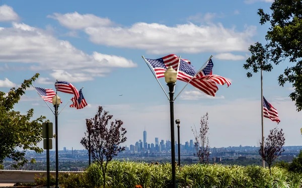 US Flags and Lower Manhattan