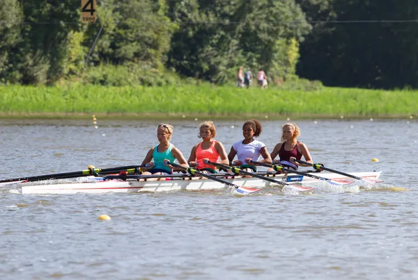 Rowing on the water as a team