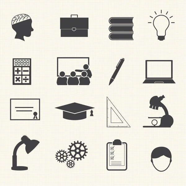 Education icons set on texture background