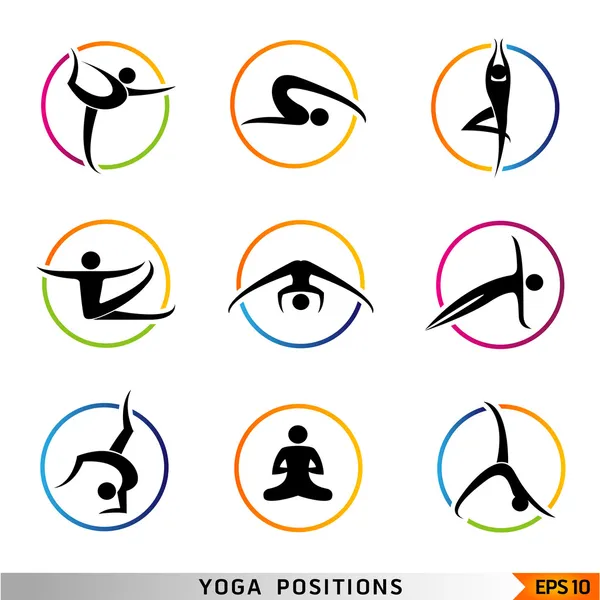 Yoga, pilates set of vector symbols