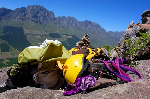 Climbing gear on rocks