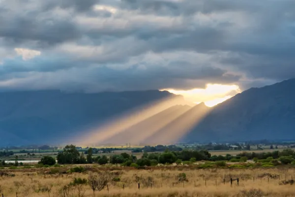 Sunbeam in mountains