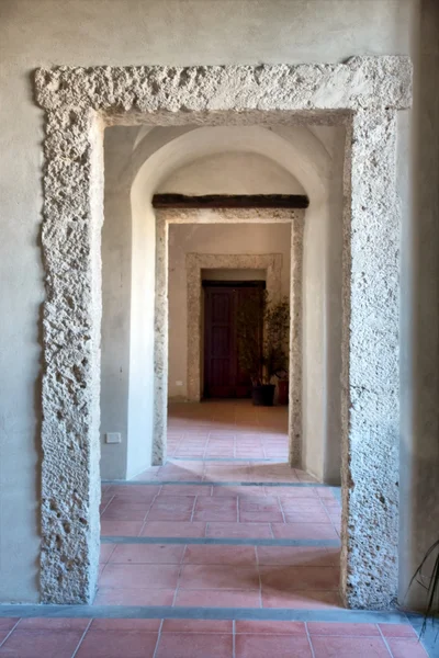 Perspective of doors in old castle