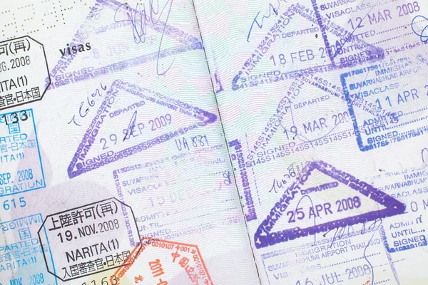 Passport stamps entering Japan