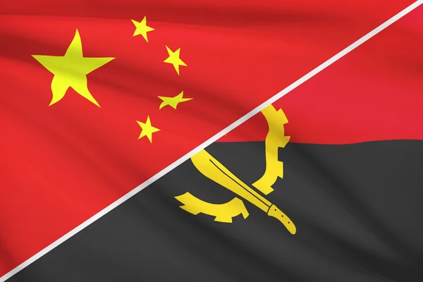Series of ruffled flags. China and Republic of Angola.