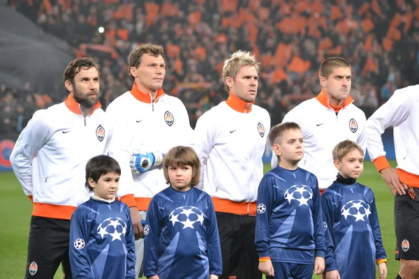 The match of the Champions League. Srna, Pyatov, Hubschman, Rakitskiy before match