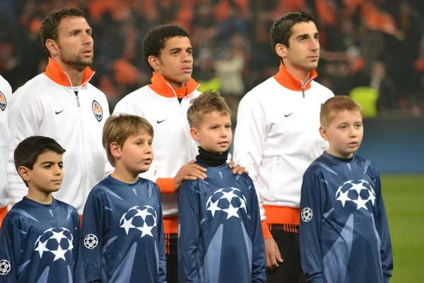 The match of the Champions League. Rat, Taison, Mkhitaryan before match