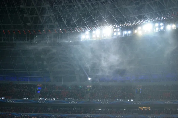 Football stadium during match