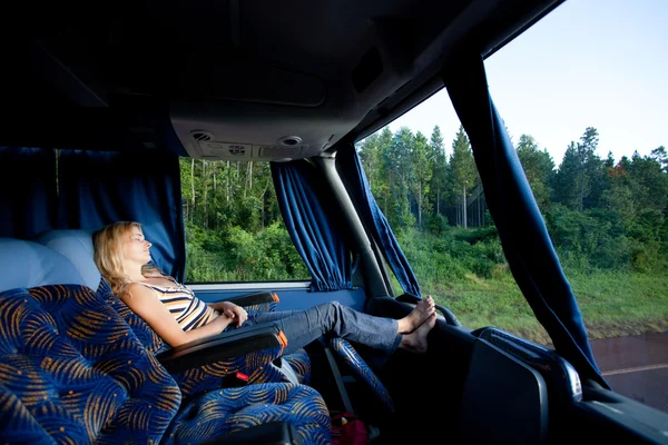 Girl in a long-distance bus