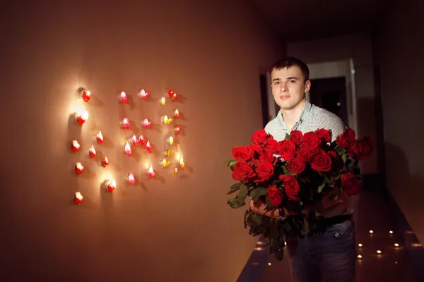 Man with  rose bouquet