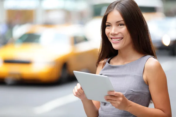 Tablet computer business woman in New York City