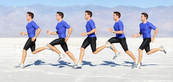 Running man - runner in speed motion composite