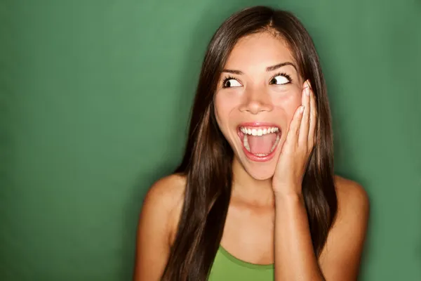 Woman excited looking to the side