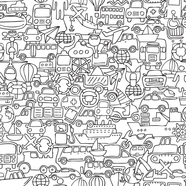 Transportation seamless pattern in black and white