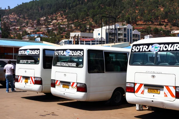 Tour buses in the Kigali, Rwanda bus station