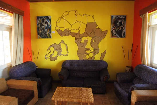 African Themed Living Room with Mural