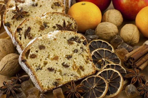 Traditional homemade cake with dried fruits and nuts