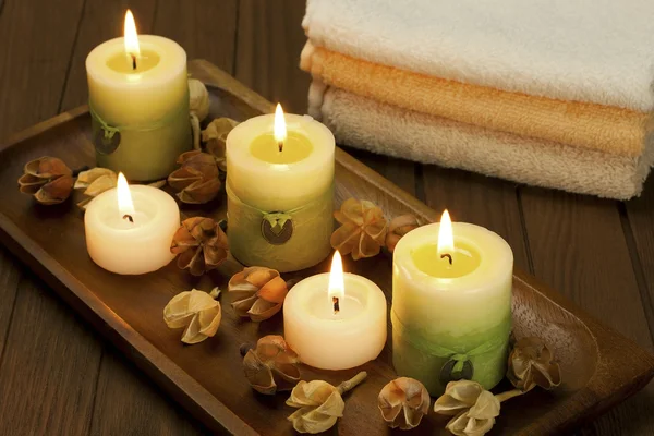 Spa candles with dried flowers