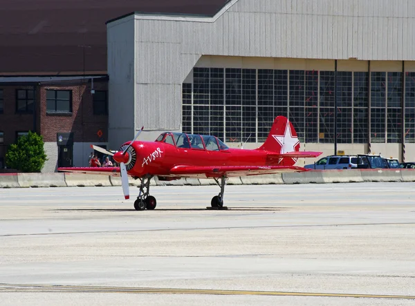 McGUIRE AIR FORE BASE-WRIGHTSTOWN, NEW JERSEY, USA-MAY 12: A Yak-52W fixed wing single-engine airplane, registration number N52XS, was photographed during the base\'s Open House held on May 12, 2012.