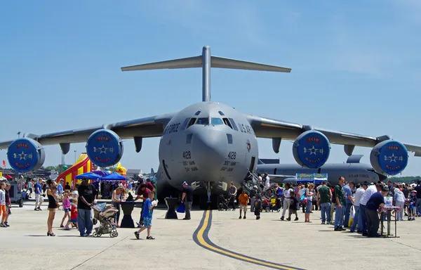 McGUIRE AIR FORE BASE-WRIGHTSTOWN, NEW JERSEY, USA-MAY 12: A United States Air Force BOEING C-17 Globemaster cargo plane is pictured on static display during the base\'s Open House held on May 12, 2012