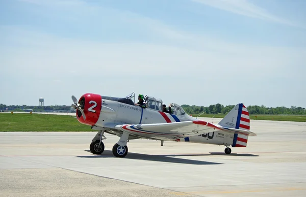 McGUIRE AIR FORE BASE-WRIGHTSTOWN, NEW JERSEY-MAY 12: A NORTH AMERICAN SNJ-2 fixed wing single engine aircraft, registration number N60734, is shown during the base\'s Open House held on May 12, 2012.