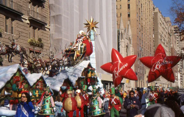 NEW YORK-NOV 24: A holiday tradition since 1924, the annual Macy\'s Thanksgiving Day Parade is seen by more than 3.5 million people. Pictured here in 2011 is Santa Claus, at the end of the parade.