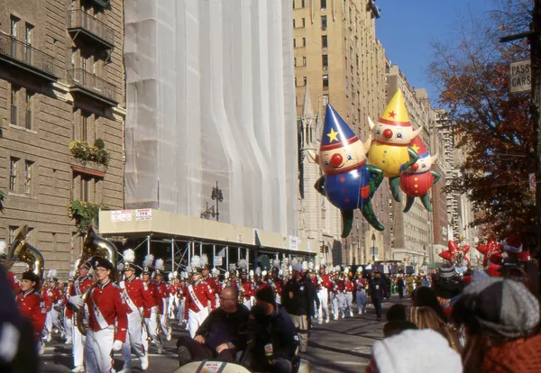 NEW YORK-NOV 24: A holiday tradition since 1924, the annual Macy\'s Thanksgiving Day Parade is seen by more than 3.5 million people. Seen here in 2011 are the three elves that are right before Santa.