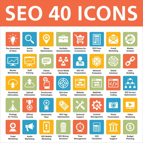 40 Vector Icons - SEO (Search Engine Optimization)